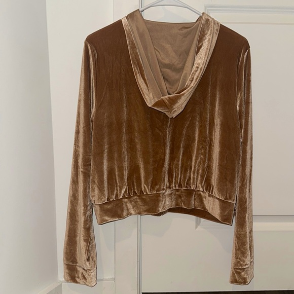 NWOT Velour shine crop hoodie - Picture 3 of 3